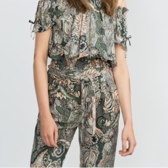 Zara Wide Leg Paisley Print Pants NWOT - Picture 11 of 13